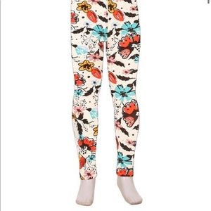 Floral with White  KIDS SMALL Peachskin leggings